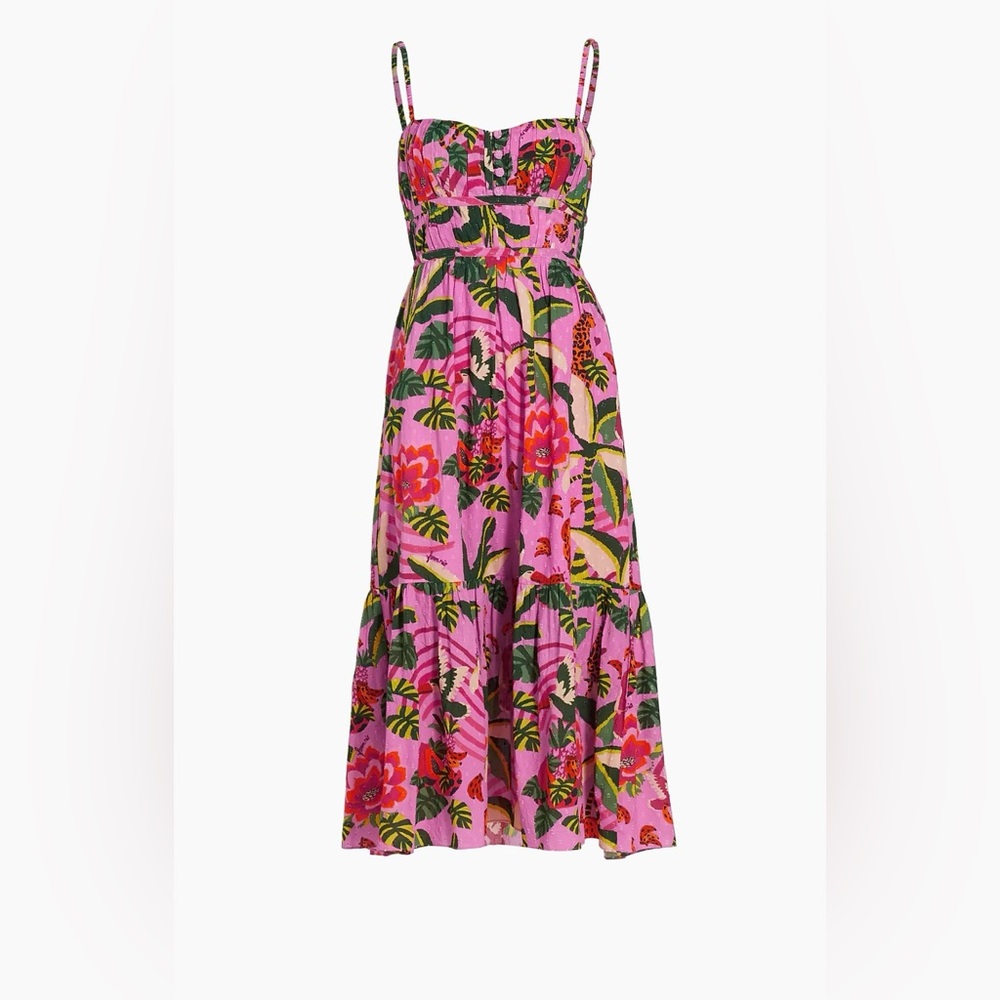 FARM Rio Pink Floral Midi Dress